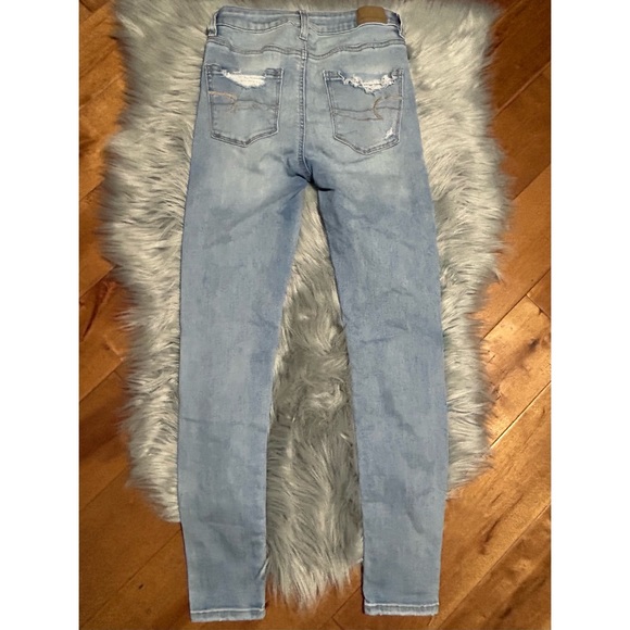 American Eagle Super Sigh Rise Ripped Jeggings Size 0 - Picture 2 of 5